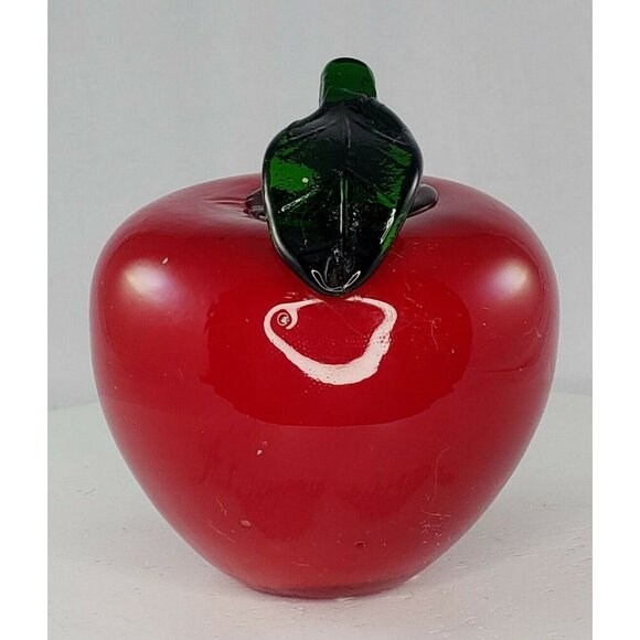 Art Glass Red Apple Fruit Fake Faux Home Decor - Picture 4 of 6